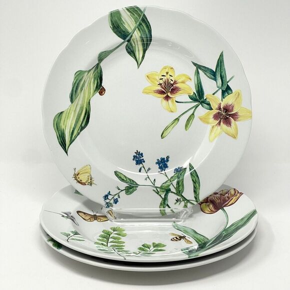 Spode Williams Sonoma English Floral 9" Dessert Salad Luncheon Plates Set Of 3 - Picture 1 of 7